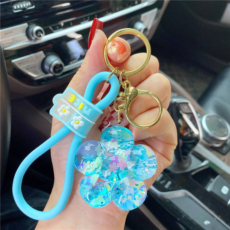 Wholesale Acrylic Sunflower Into Oil Liquid Drift Bottle Keychain